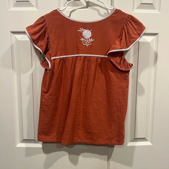 J Marie brand embroidered burnt orange and white blouse - Picture 5 of 9